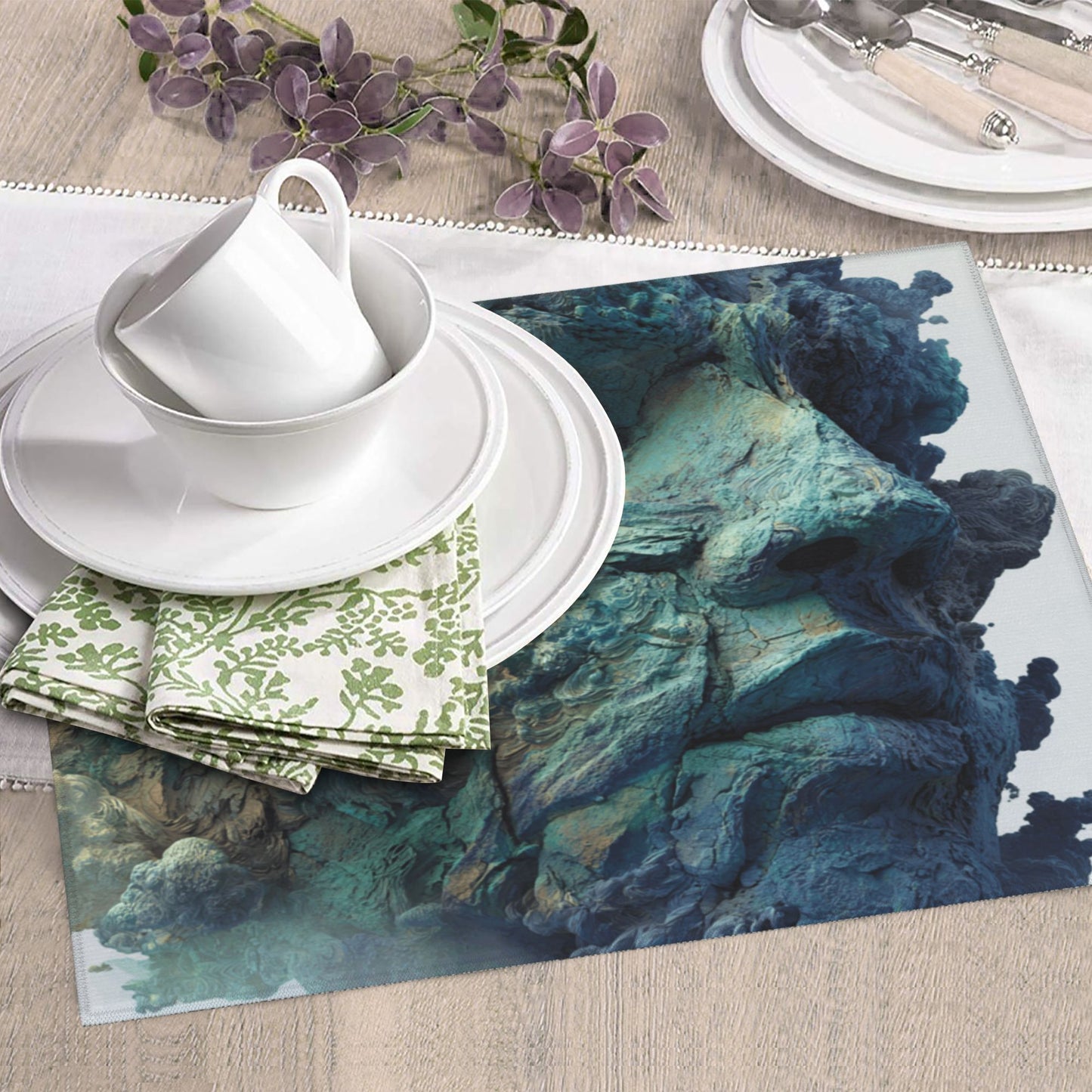 2-Pack Kitchen Counter Drying Mats – Abstract Rock Face Design – Quick Dry, Super Absorbent, Non-Slip – 18×16 inch